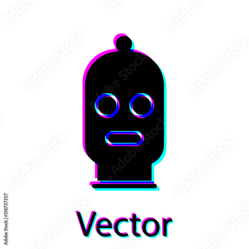 Black Balaclava icon isolated on white background. A piece of clothing for winter sports or a mask for a criminal or a thief. Vector Illustration