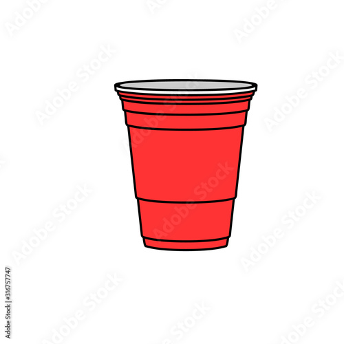 Beer pong red cup. Clipart image isolated on white background