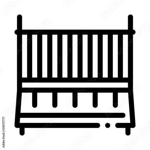 Cot Baby Bed Icon Vector. Outline Cot Baby Bed Sign. Isolated Contour Symbol Illustration