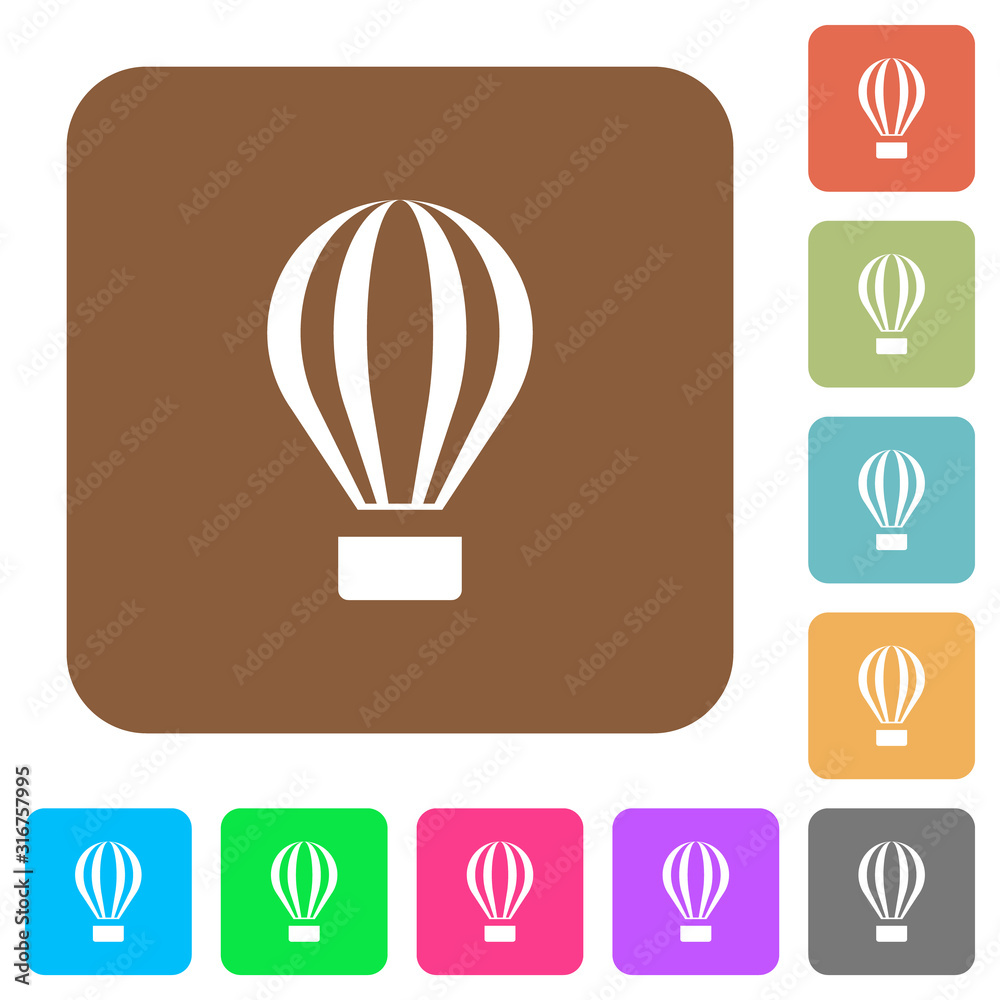 Air balloon rounded square flat icons Air balloon rounded square flat icons
