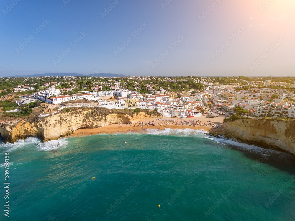Aerial. Tourist Portuguese village of Carvoeiro, Algarve