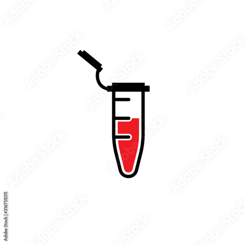 Blood collection tube glyph icon. Clipart image isolated on white background