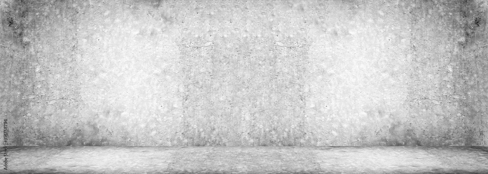 Fototapeta premium Wall texture Concrete floor panorama cement floor and wall backgrounds, room for display products.