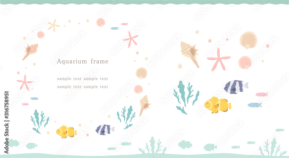 熱帯魚、貝殻などリゾートイメージの海の素材