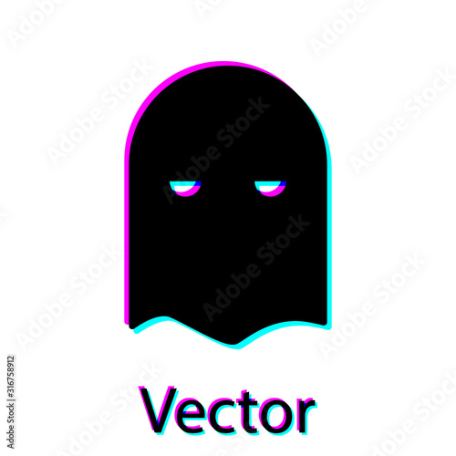 Black Executioner mask icon isolated on white background. Hangman, torturer, executor, tormentor, butcher, headsman icon. Vector Illustration