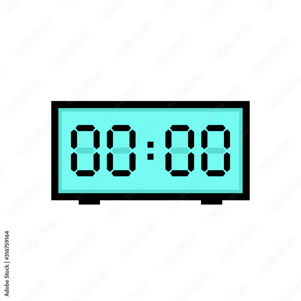 Digital alarm clock displaying 00:00. Clipart image isolated on white background Digital alarm clock displaying 00:00. Clipart image isolated on white background