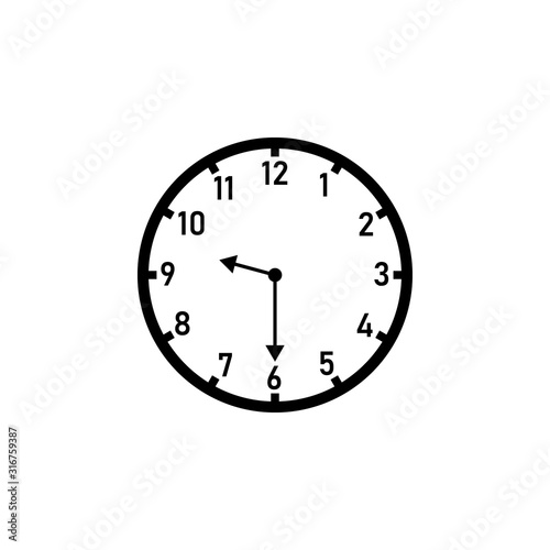 Wall clock displaying 9:30. Clipart image isolated on white background