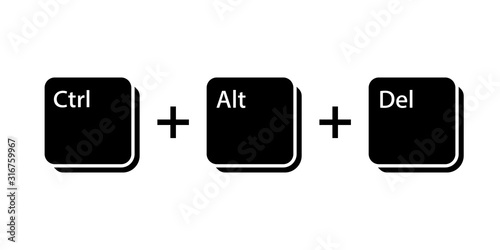 Ctrl Alt Del key icon. Clipart image isolated on white background