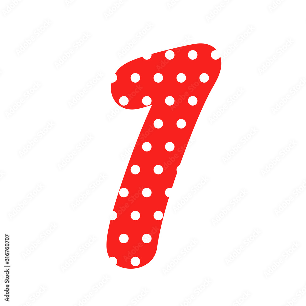 Polka dot number 1. Clipart image isolated on white background Stock