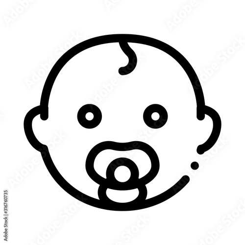 Baby Child Head Icon Vector. Outline Baby Child Head Sign. Isolated Contour Symbol Illustration