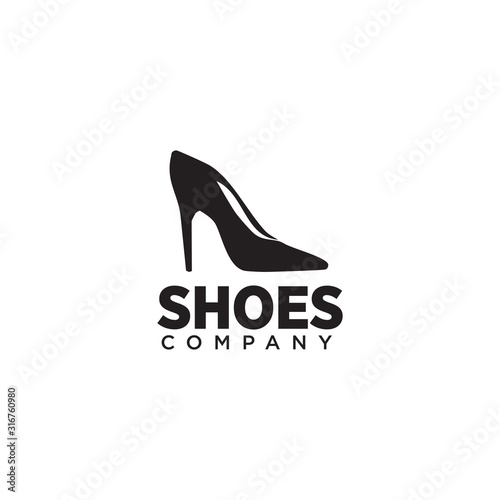 Woman shoes logo design vector template
