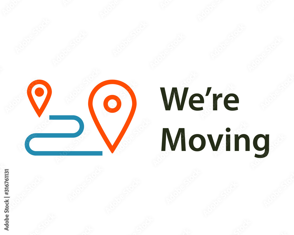 We're moving Moving card design. Clipart image isolated on white background We're moving Moving card design. Clipart image isolated on white background