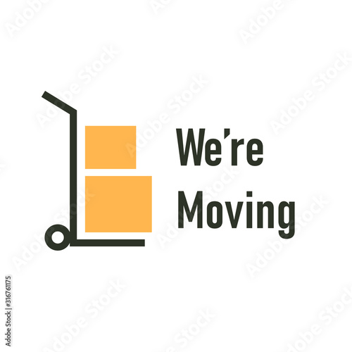 We're moving Moving card design. Clipart image isolated on white background