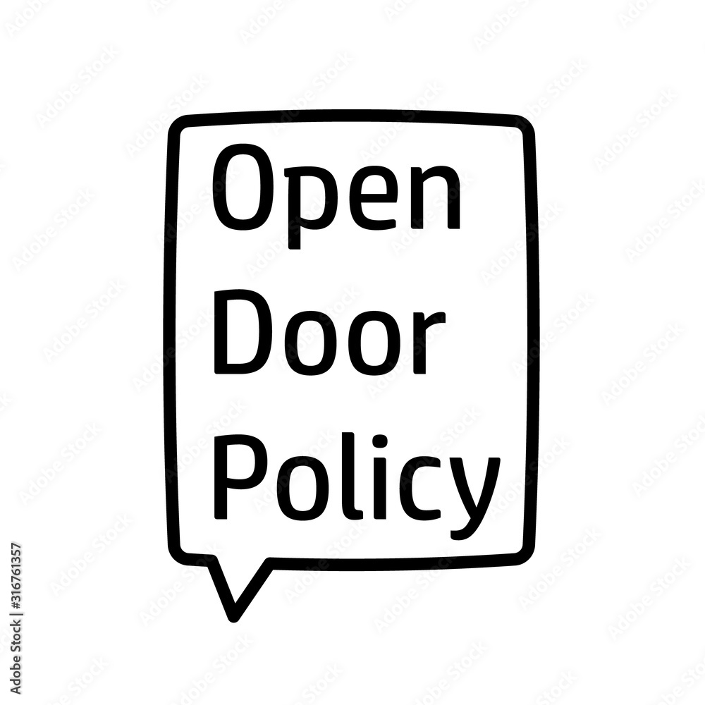 Open door policy speech bubble. Clipart image isolated on white background Open door policy speech bubble. Clipart image isolated on white background
