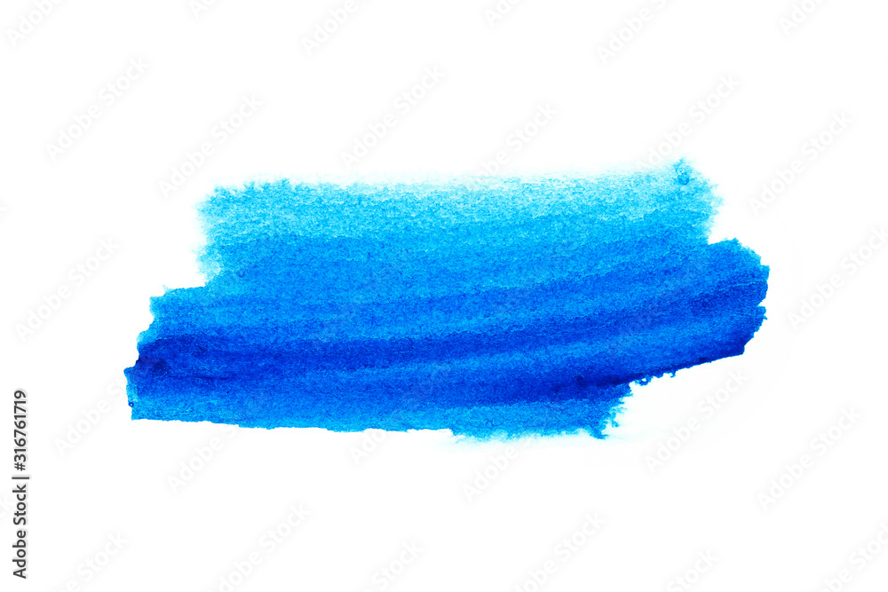 Blue sky watercolor on white background.The color splashing in the paper.It is a hand drawn. For text, element for decoration.