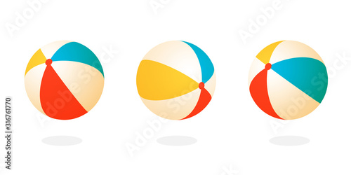 Tablou canvas Beach ball set icon. Clipart image isolated on white background
