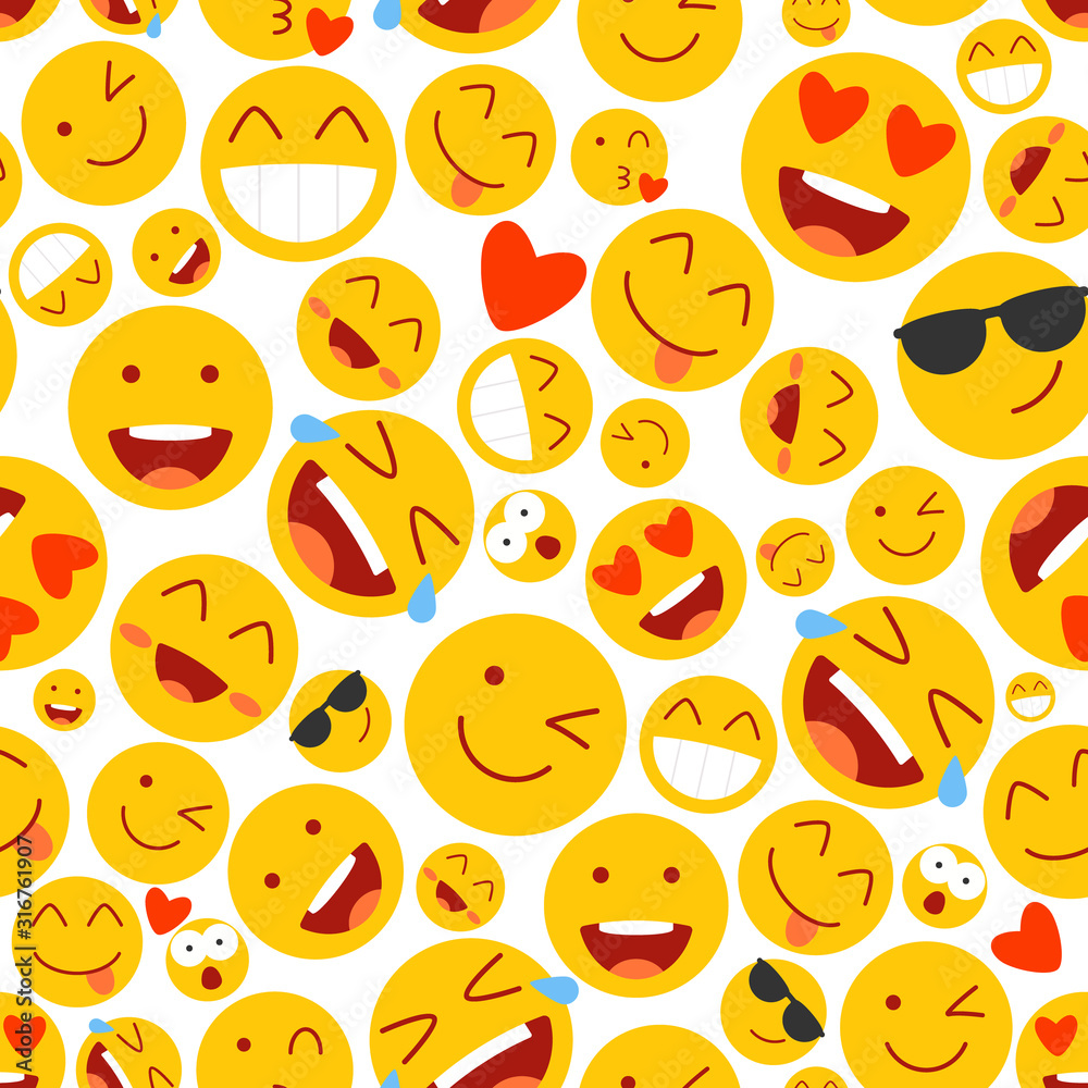 Emoji seamless pattern. Clipart image isolated on white background ...