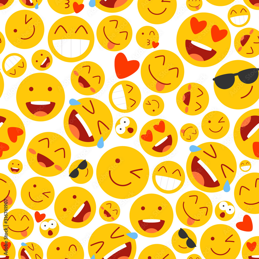 Emoji seamless pattern. Clipart image isolated on white background Stock Vector Adobe Stock