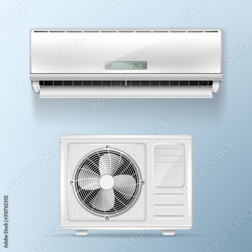 Air conditioning split system. Outdoor and indoor units.