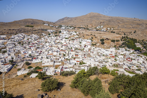 Overview of Lindos from the Acropolis. Lindos, Rhodes, Greece © Andriy Nekrasov
