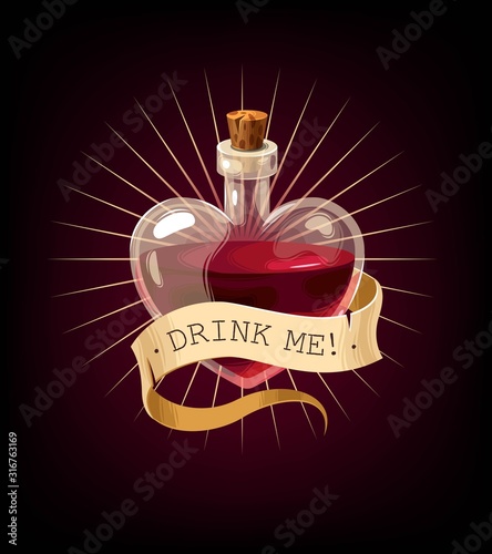 Vector Valentines Day card with love elixir