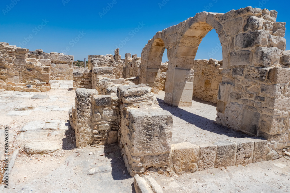 Cyprus. Paphos. Archaeological Park in the city of Paphos. Excavations of the ancient city. Ruins. Open air museum in the city of Paphos. Sights of Cyprus. Travels in the Mediterranean countries