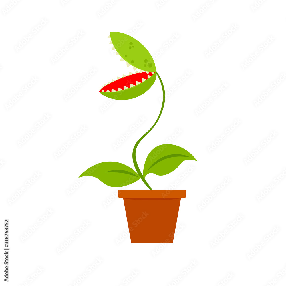 Venus fly trap in pot icon. Clipart image isolated on white background