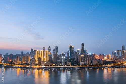Night view from high buildings along the Yangtze River in Chongqing  China