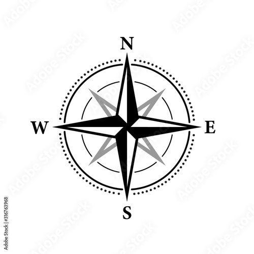 8 Point compass icon. Clipart image isolated on white background