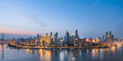 Night view from high buildings along the Yangtze River in Chongqing, China © Govan
