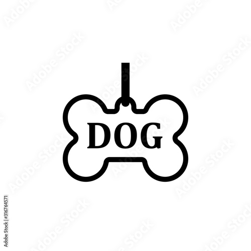 Dog tag outline icon. Clipart image isolated on white background