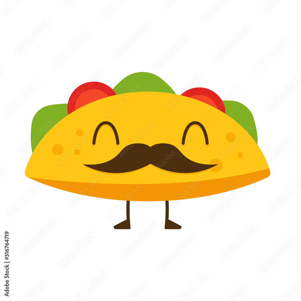 Mustache taco icon. Clipart image isolated on white background Mustache taco icon. Clipart image isolated on white background