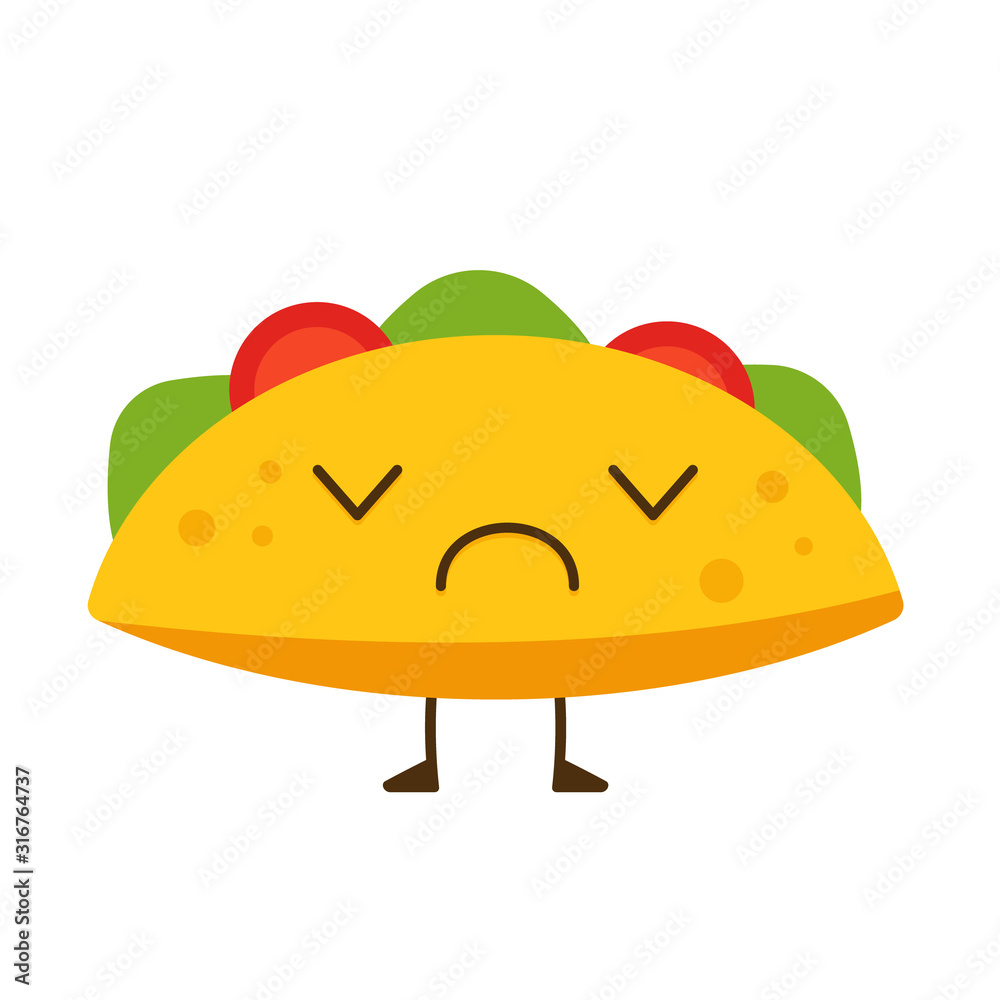 Sad Taco icon. Clipart image isolated on white background Sad Taco icon. Clipart image isolated on white background