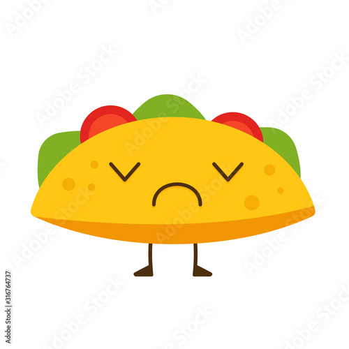 Sad Taco icon. Clipart image isolated on white background