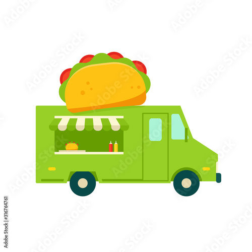 Taco truck icon. Clipart image isolated on white background