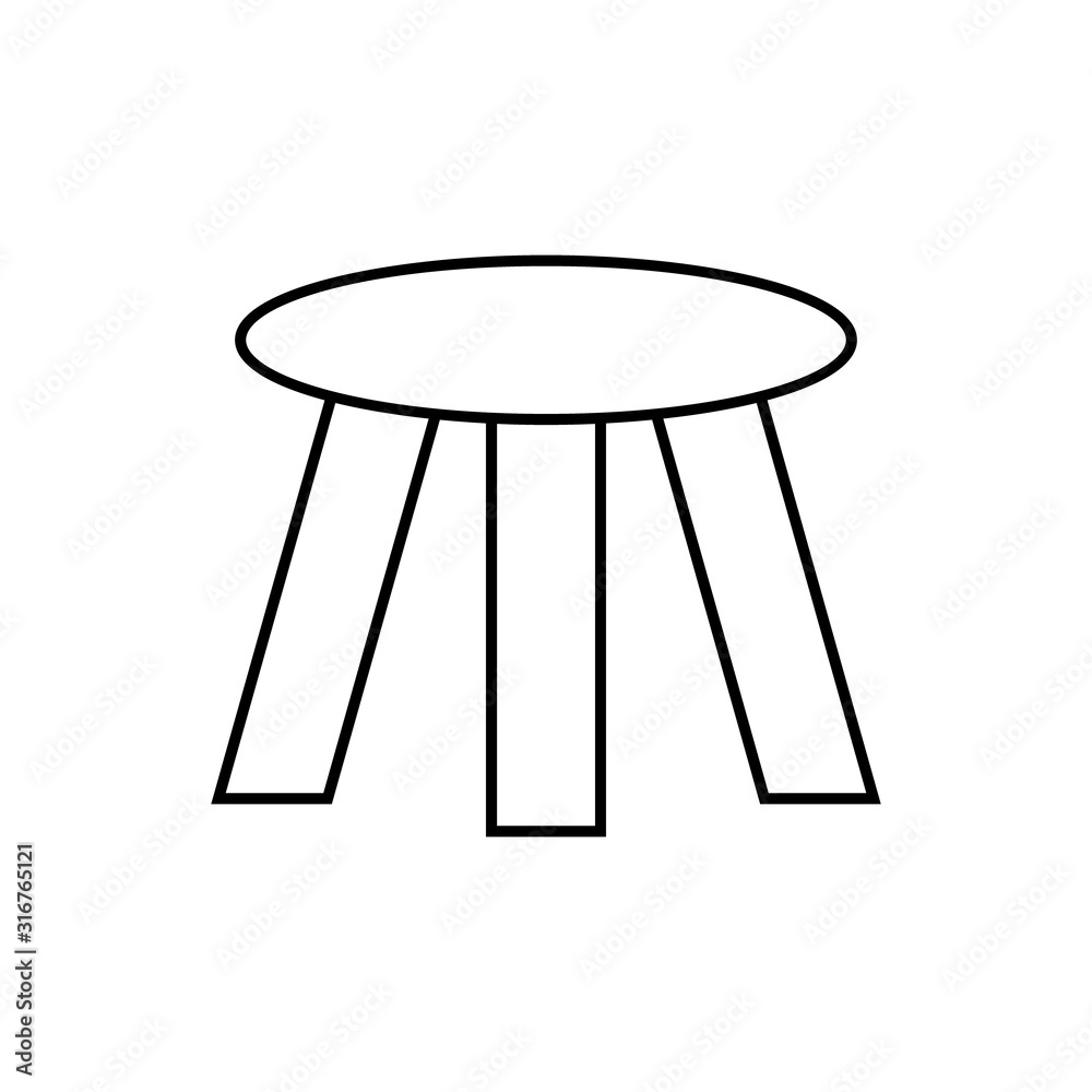 Three Legged stool model. Clipart image isolated on white background