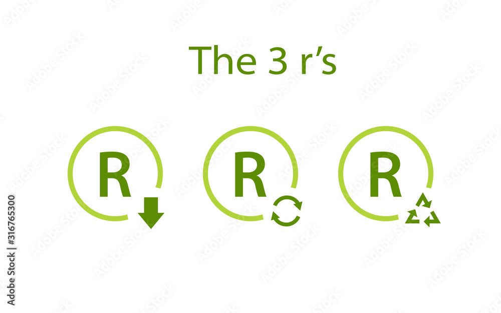 The 3 R's design icon. Clipart image isolated on white background Stock ...
