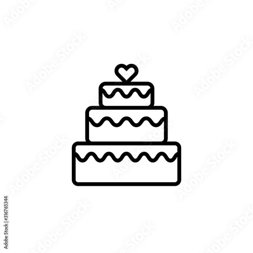 Three tier cake line icon. Clipart image isolated on white background