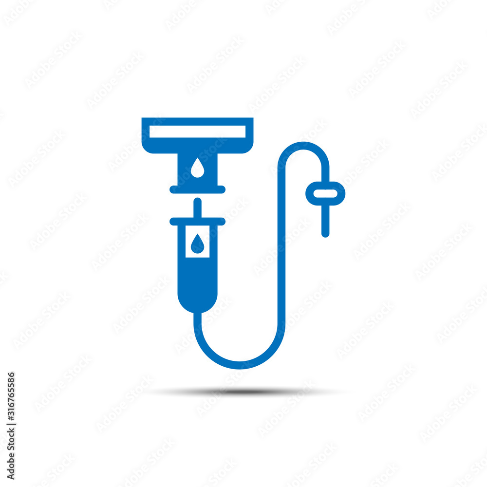 Saline water with cable and syringe flat icon Saline water with cable and syringe flat icon