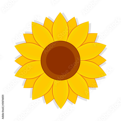 Simple sunflower icon. Clipart image isolated on white background