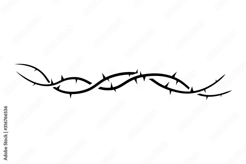 Vine thorn glyph. Clipart image isolated on white background Vine thorn glyph. Clipart image isolated on white background