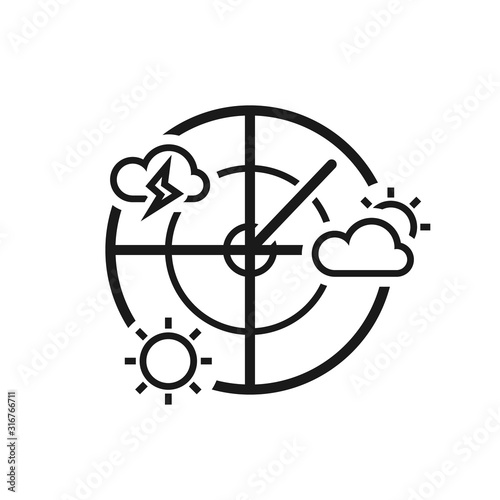 Weather radar silhouette icon. Clipart image isolated on white background