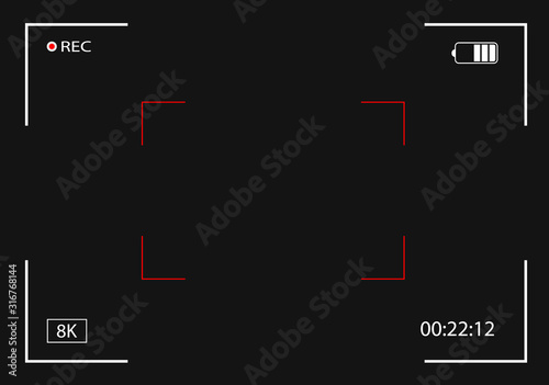 Recording video. Camera view. Focusing screen. Vector
