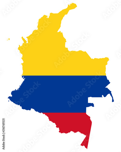 Fahne in Landkarte von Kolumbien