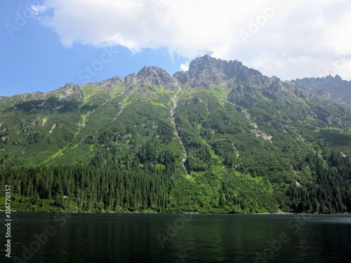 Morskie Oko (Sea Eye) lake in High Tatra mountains - popular tourists destination, Poland. 