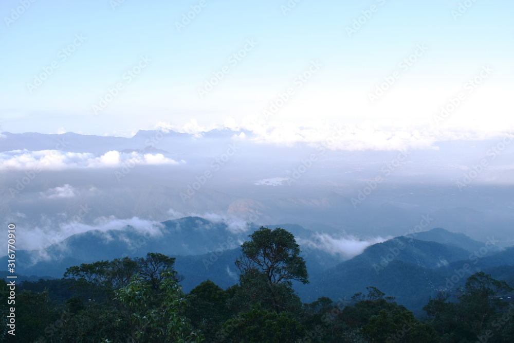 Fototapeta premium landscape of mountain with mist at Ba Na hills in Vietnam