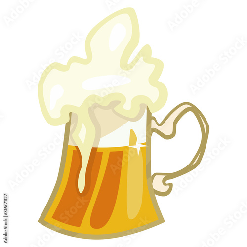 Beer glass vector cartoon illustration isolated on white background.