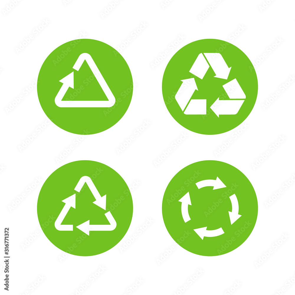 Recycle icon vector on white background. Recycle icon vector on white background.
