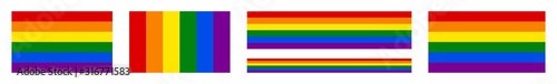 Rainbow Flag Icon Colors | Gay Pride Movement Symbol | Tolerance Flags | Lesbian Bisexual Transgender Love Banner | Community Sign | Isolated | Variations
