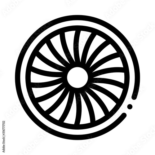 Turbine Engine Icon Vector. Outline Turbine Engine Sign. Isolated Contour Symbol Illustration